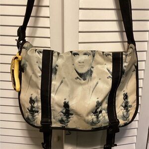 Stylish Cream and Black Messenger Bag